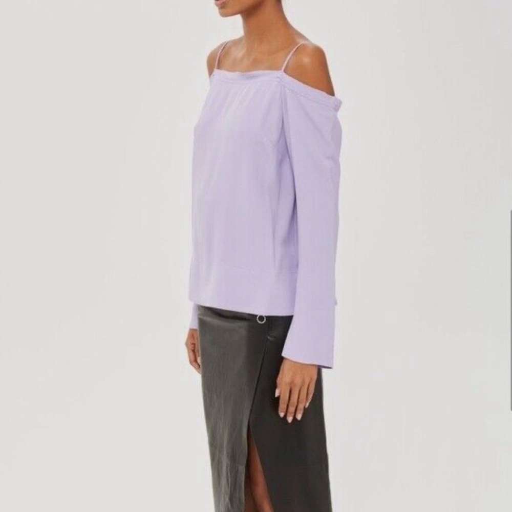 TOPSHOP Boutique Lavender Tie Back Cold Shoulder Lilac Blouse